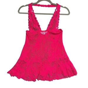 Victoria's Secret White Label Size S Pink Stretch Lace Mesh Floral Negligée Sexy